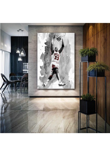 Michael Jordan Chicago Bulss Basketbol Smaç Soyut Dekoratif Kanvas Tablo