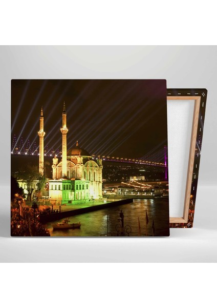 İstanbul Boğaz Köprüsü Işıklar Manzara Camii Kanvas Tablo