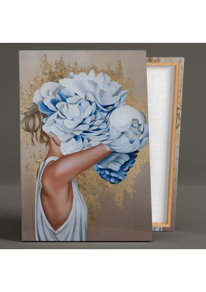 Yağlı Boya Efektli Çiçek Kafalı Kadın Doğa Kanvas Tablo fiyatları