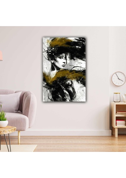 Yağlı Boya Efektli Soyut Kadın Portre Modern Dekoratif Kanvas Tablo