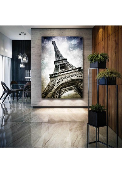 Alttan Çekilmiş Eyfel Kulesi Paris Şehir Manzara City Kanvas Tablo