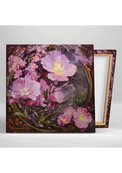 Dekoratif Mor Çiçek Yağlı Boya Efektli Manzara Doğa Kanvas Tablo fiyatları