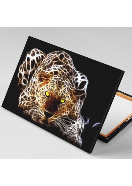 Sarı Gözlü Uzanmış Vahşi Leopar Dijital Sanat Kanvas Tablo fiyatları