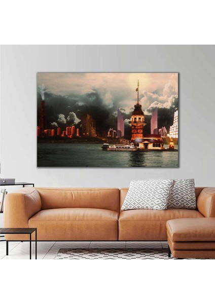 Kız Kulesi İstanbul Yağmur Bulut İstanbul Kanvas Tablo