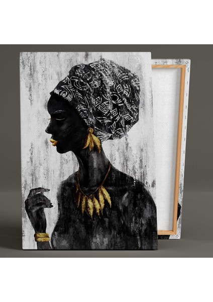 Afrikalı Zenci Kadın Afro Africa Gold Takı Altın Makyaj Woman Kanvas Tablo fiyatları