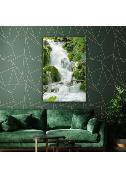 Şelale Orman Doğa Yeşil Manzara Kanvas Tablo