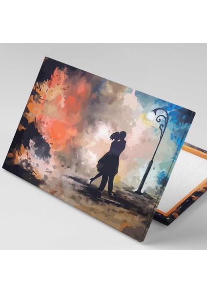 Sokak Lambası Altında Birbirine Sarılan Çift Soyut Aşk Love Kanvas Tablo fiyatları