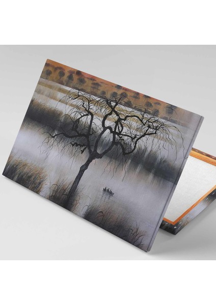 Gölde Kayık Üstündeki İnsanlar Doğa Manzara Kanvas Tablo fiyatları