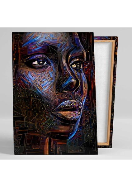 Gözleri Uzaklara Dalmış Afrikalı Zenci Kadın Dijital Sanat Art Dekor Kanvas Tablo