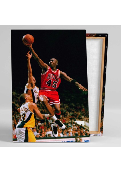 Michael Jordan Art Chicago Bulls Basketbol Nba Kırmızı Forma Kanvas Tablo