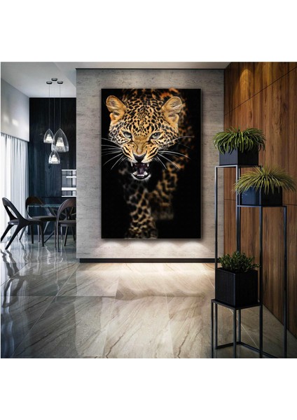 Vahşi Leopar Growlıng Leopard Afrika Aslan Kanvas Tablo