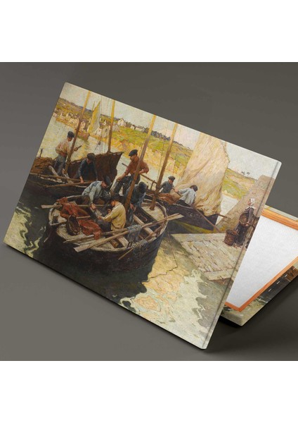 Sandallar Üzerinde Ağları Hazırlayan İnsanlar Manzara Kanvas Tablo fiyatları