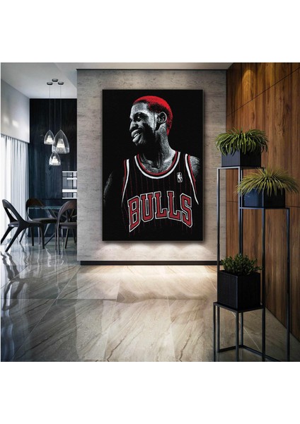 Dennis Rodman Basketbol Chicago Bulls Asi Kırmızı Saçlı Kanvas Tablo