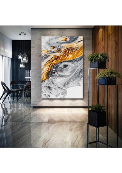 Soyut Siyah Gold Mermer Dekoratif Modern Sanat Abstract Kanvas Tablo