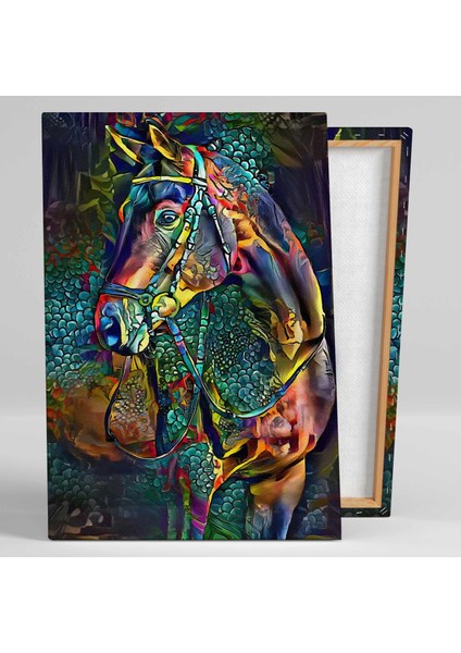 Rengarenk At Modern Sanat Asalet Hayvan Dekor Kanvas Tablo fiyatları