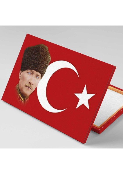 Mustafa Kemal Atatürk Türk Bayrağı Kanvas Tablo fiyatları
