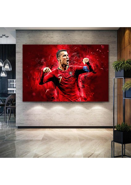 Cristiano Ronaldo Portekiz Cr7 Futbol Hırs Kanvas Tablo
