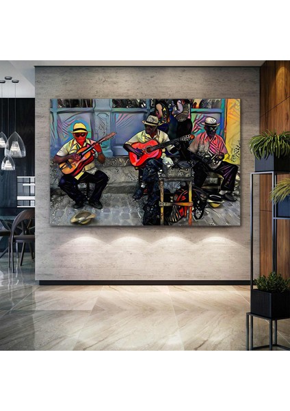Sokak Sanatçıları Gitar Çalan Adam Soyut Art Dekor Kanvas Tablo