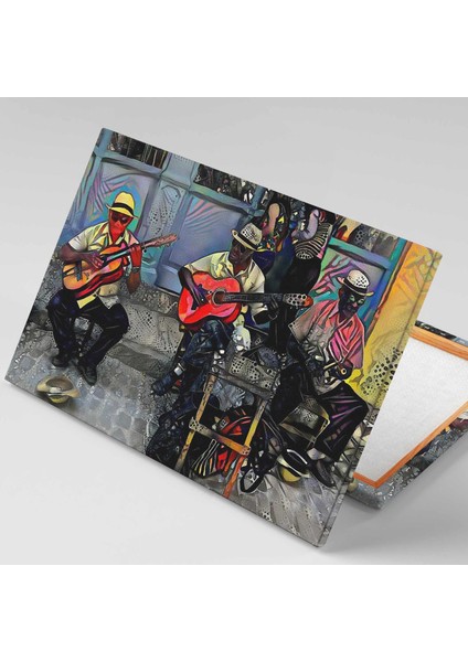 Sokak Sanatçıları Gitar Çalan Adam Soyut Art Dekor Kanvas Tablo