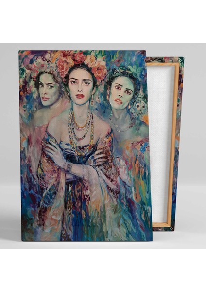 Çiçek Saçlı Kadınlar Yağlı Boya Efektli Kırmızı Rujlu Woman Takı Makyaj Dekor Kanvas Tablo fiyatları