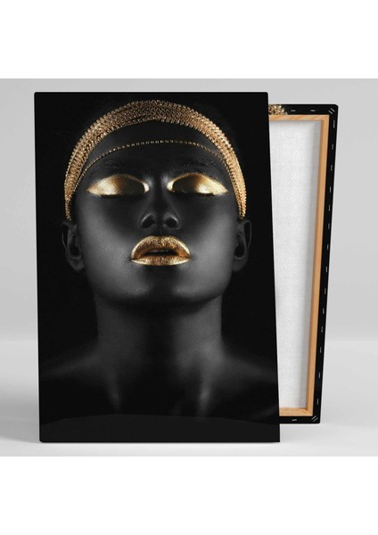 Afrikalı Siyahi Zenci Kadın Takı Gold Altın African Woman Kanvas Tablo fiyatları