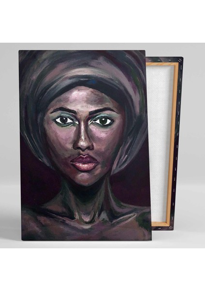 Gözleri Sürmeli Afrikalı Zenci Kadın Yağlı Boya Efektli Dekor Kanvas Tablo fiyatları