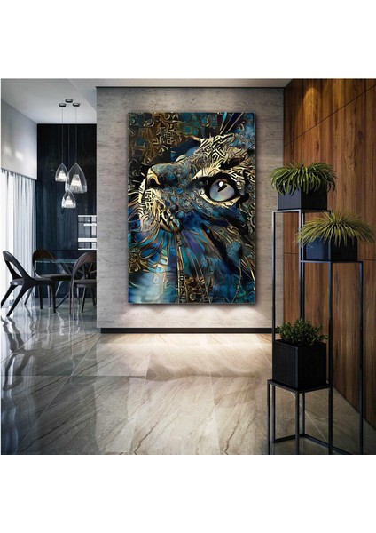 Altın Tüylü Kedi Modern Sanat Dekor Hayvan Kanvas Tablo