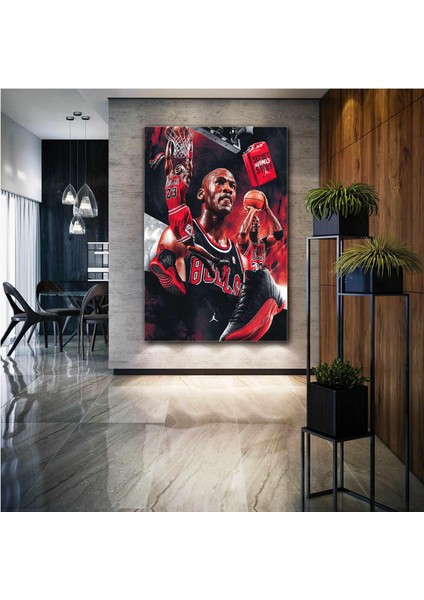 Nba Michael Jordan Art Chicago Bulls Basketbol.Png Kanvas Tablo