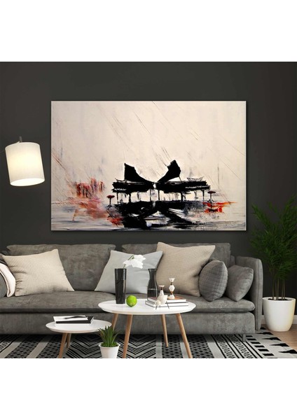 Soyut Piyano Müzik Yağlı Boya Efektli Sanat Art Kanvas Tablo