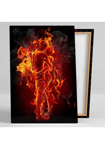 Birbirine Sarılan Ateş Çift Love Aşk Kanvas Tablo fiyatları