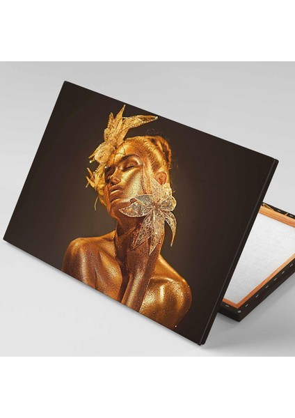 Altın Kadın Model Çiçek Woman Gold Kanvas Tablo fiyatları