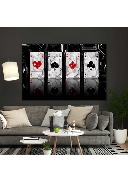 Poker Kartları Yansıma Casino Sinek Kupa Maça Karo Kanvas Tablo