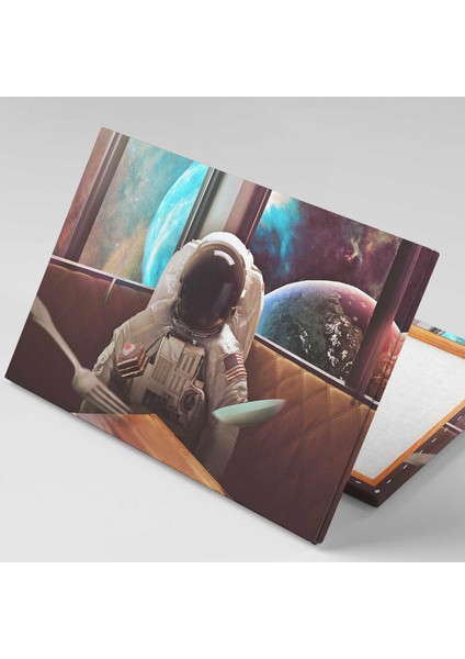 Uzayda Cafede Oturan Astronot Galaksi Uzay Dünya Kanvas Tablo fiyatları