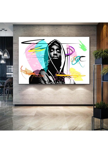 Tupac Shakur 2Pac Rap Müzik Sanat Art Dekor Retro Kanvas Tablo