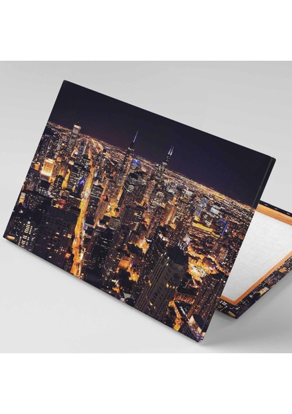 Gece Şehir Işıkları Manzara City Night Kanvas Tablo fiyatları