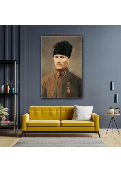 Yağlı Boya Efektli Mustafa Kemal Atatürk Portre Kanvas Tablo