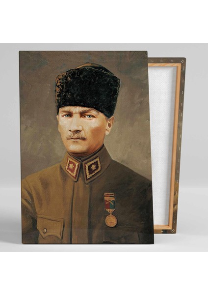 Yağlı Boya Efektli Mustafa Kemal Atatürk Portre Kanvas Tablo fiyatları