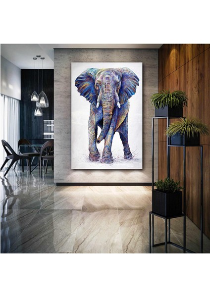 Renkli Fil Art Hayvan Dekor Afrika Kanvas Tablo