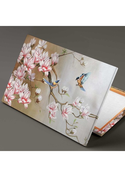 SML Tablo Dekoratif Yağlı Boya Efektli Çiçek Modern Dala Konmuş Kuş Kanvas Tablo fiyatları