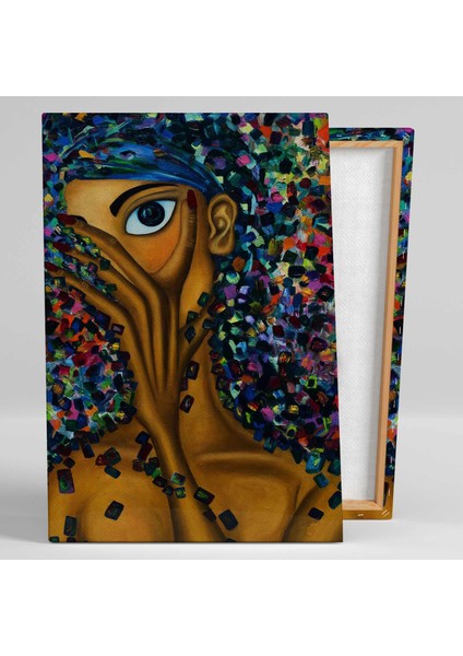 Bir Gözü Kapalı Afrikalı Siyahi Zenci Kadın Art African Woman Dekoratif Kanvas Tablo fiyatları