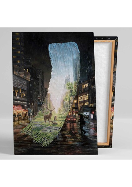 Kayıp Doğa Geyik Manzara Şehir Kanvas Tablo fiyatları