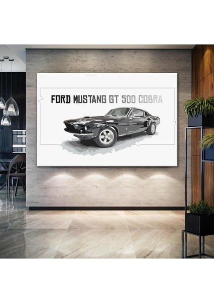 Ford Mustang Gt 500 Cobra Kobra Araba Retro Kanvas Tablo