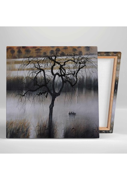 Gölde Kayık Üstündeki İnsanlar Doğa Manzara Kanvas Tablo fiyatları