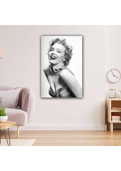 Marilyn Monroe Gülücük Siyah Beyaz Kadın Kanvas Tablo