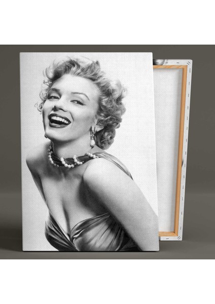 Marilyn Monroe Gülücük Siyah Beyaz Kadın Kanvas Tablo