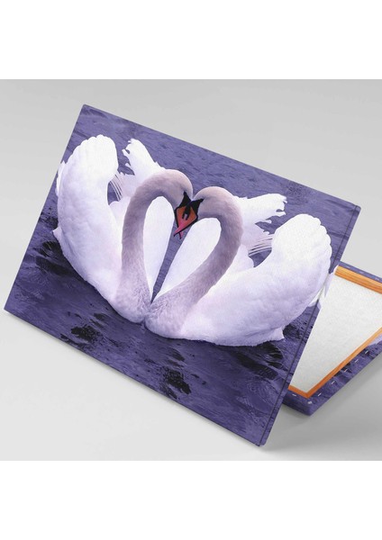 Gölde Kuğular Çift Aşk Love Hayvan Kanvas Tablo