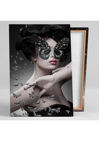 Kelebek Gözlü Kadın Model Maske Woman Kanvas Tablo fiyatları