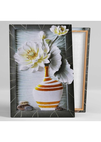 Yağlı Boya Efektli Vazodaki Çiçek Modern Dekoratif Kanvas Tablo fiyatları