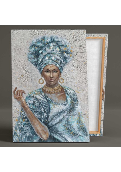 Yağlı Boya Efektli Etnik Geleneksel Kıyafetli Afrikalı Kadın Kanvas Tablo fiyatları