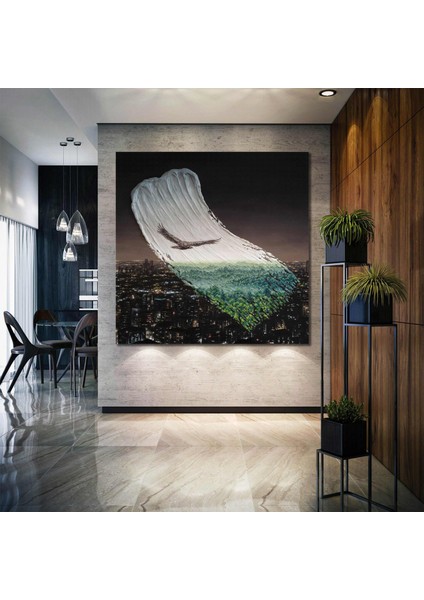 Doğa Ve Şehir Manzarası Çevre Kirliliği Kayıp Doğa Kanvas Tablo